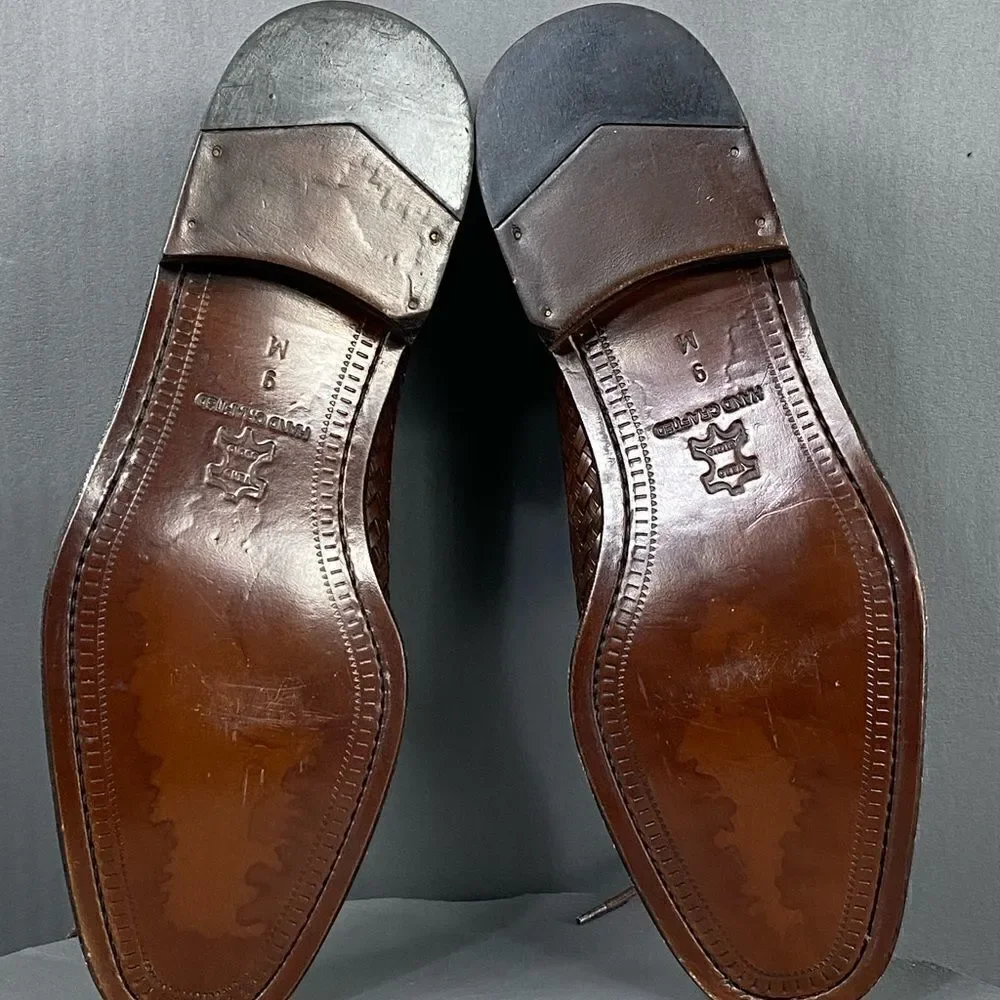 PRINCIPE Brown leather Basket Weave Oxfords mens size 9